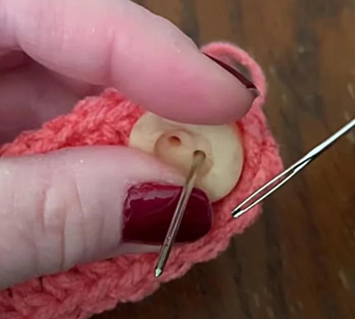 Use buttons and a piece of crochet to make mask extender