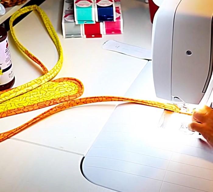 Sew Batting To Jelly Roll Strips To Make A Fabric Strip Rug