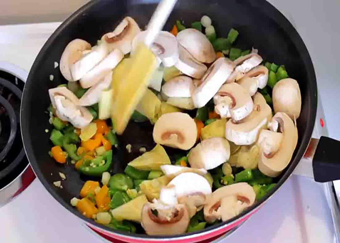 Sauteing the veggies for the egg casserole recipe