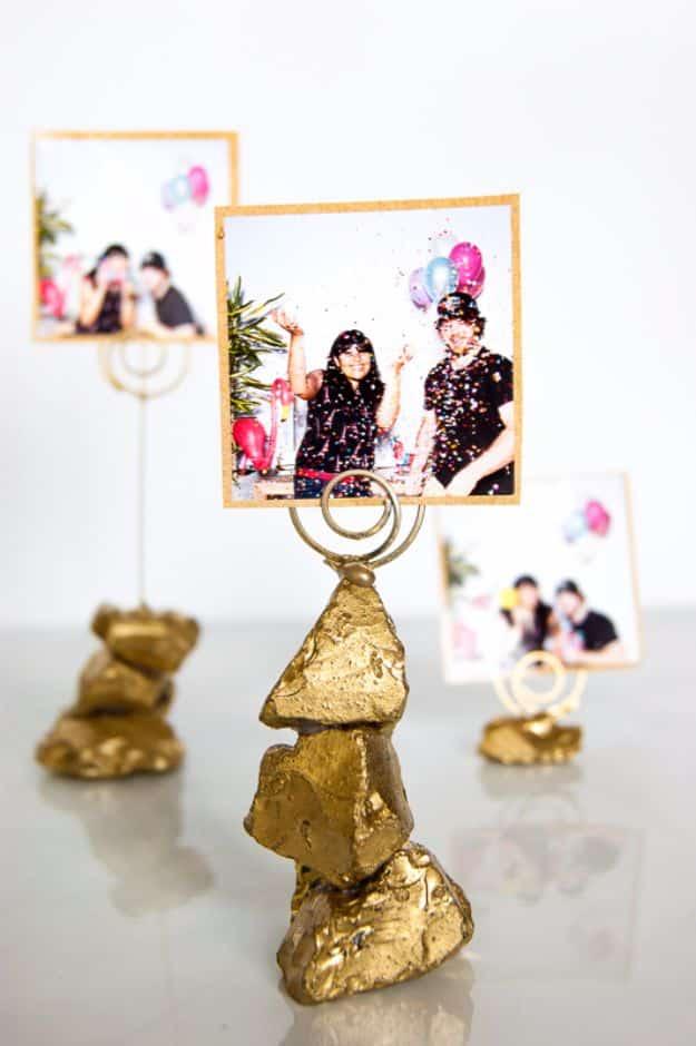 Golden Nugget Photo Holder, a charming DIY wedding favor idea and an elegant handmade touch for the reception table