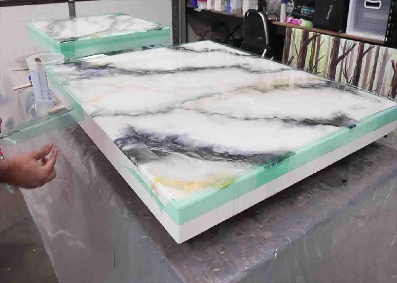 Working on the epoxy which will be the tabletop