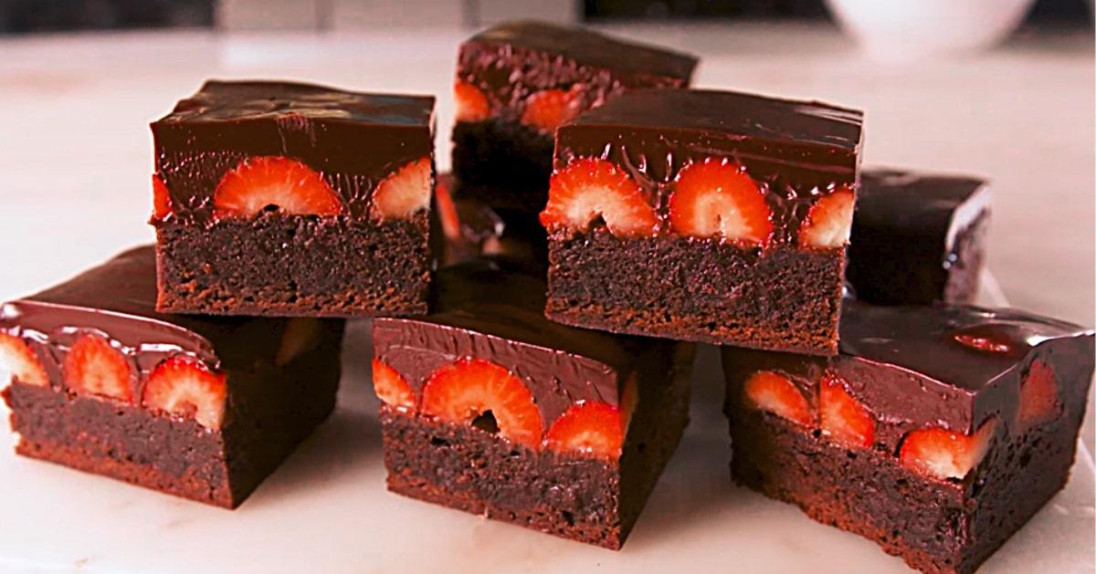 Chocolate Covered Strawberry Brownies