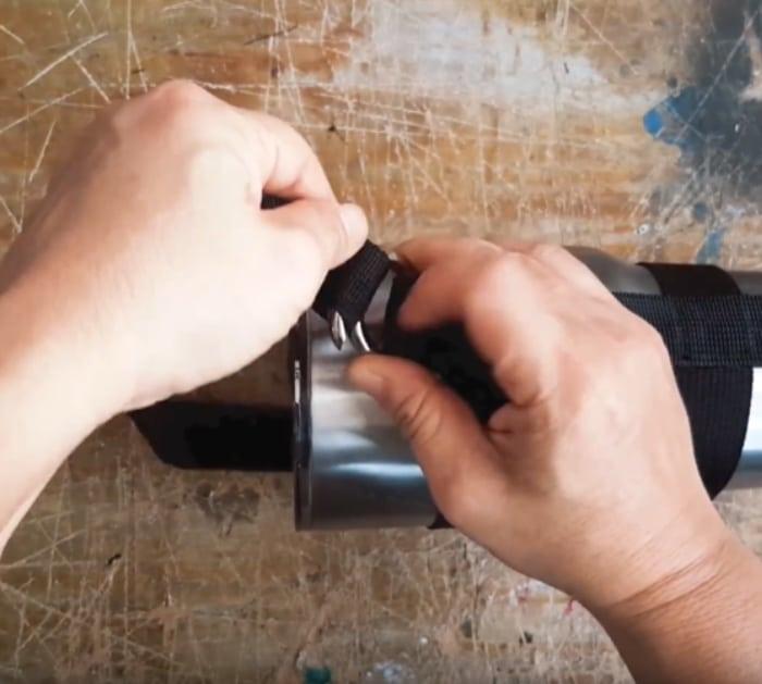 Make Yeti Cup Holder out of canvas strap webbing