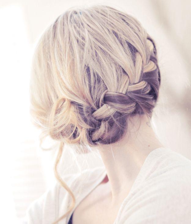 Updo Holiday Hairstyles - Pretty Side French Braid Updo - Cute DIY Hair Styles for Christmas and New Years Eve, Special Occasion - Updos, Braids, Buns, Ponytails, Half Up Half Down