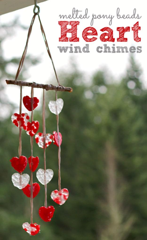 Melted Pony Bead Heart Wind Chimes, a garden sound craft, a look that outshines anything off a shelf