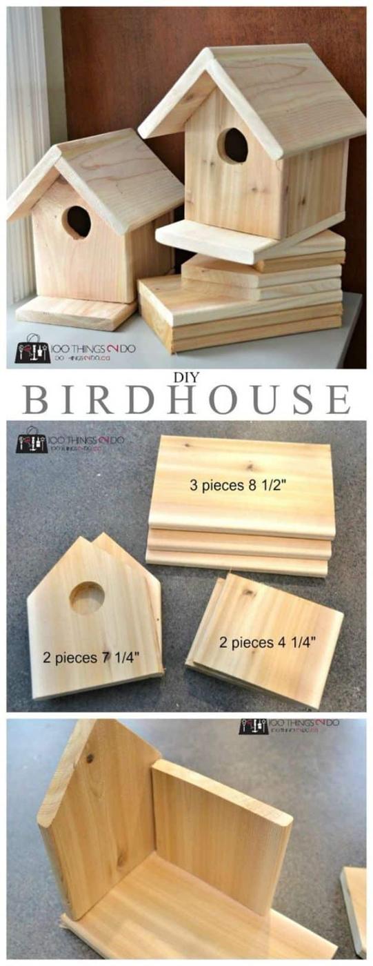 DIY Bird Houses - DIY Cedar Birdhouse - Easy Bird House Ideas for Kids and Adult To Make - Free Plans and Tutorials for Wooden, Simple, Upcyle Designs, Recycle Plastic and Creative