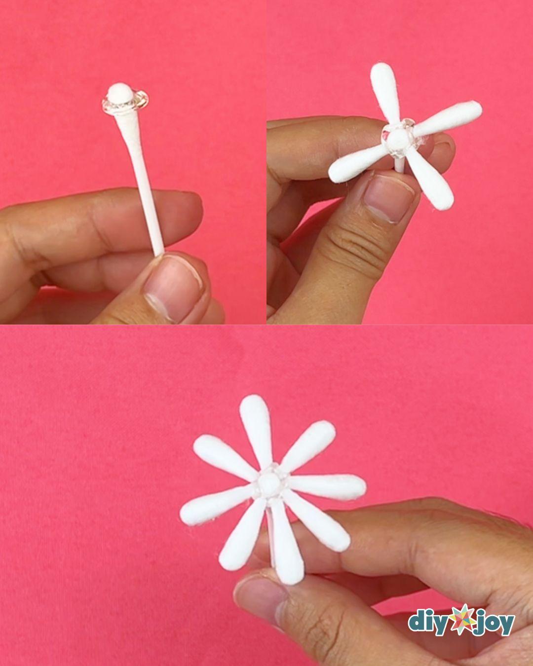 Q Tip Flower Bouquet — making the daisy