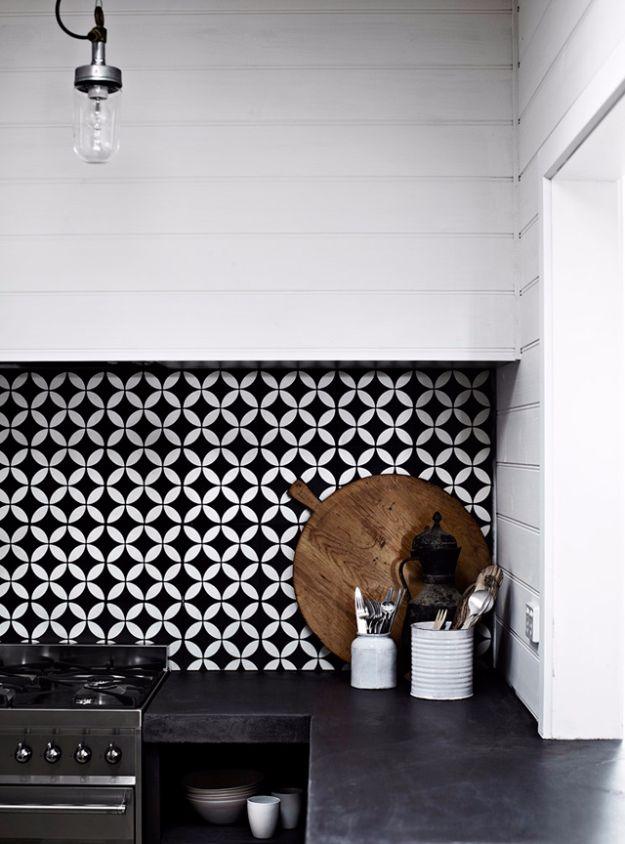 DIY Tile Ideas - Boldly Patterned Kitchen Tile - Creative Crafts for Bathroom, Kitchen, Living Room, and Fireplace - Awesome Shower and Bathtub Ideas - Fun and Easy Home Decor Proj