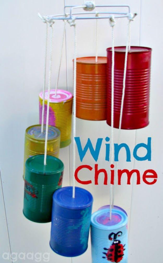 Tin Can Wind Chime, an upcycled metal accent, quick enough to finish before nap time and a detail guests always ask about