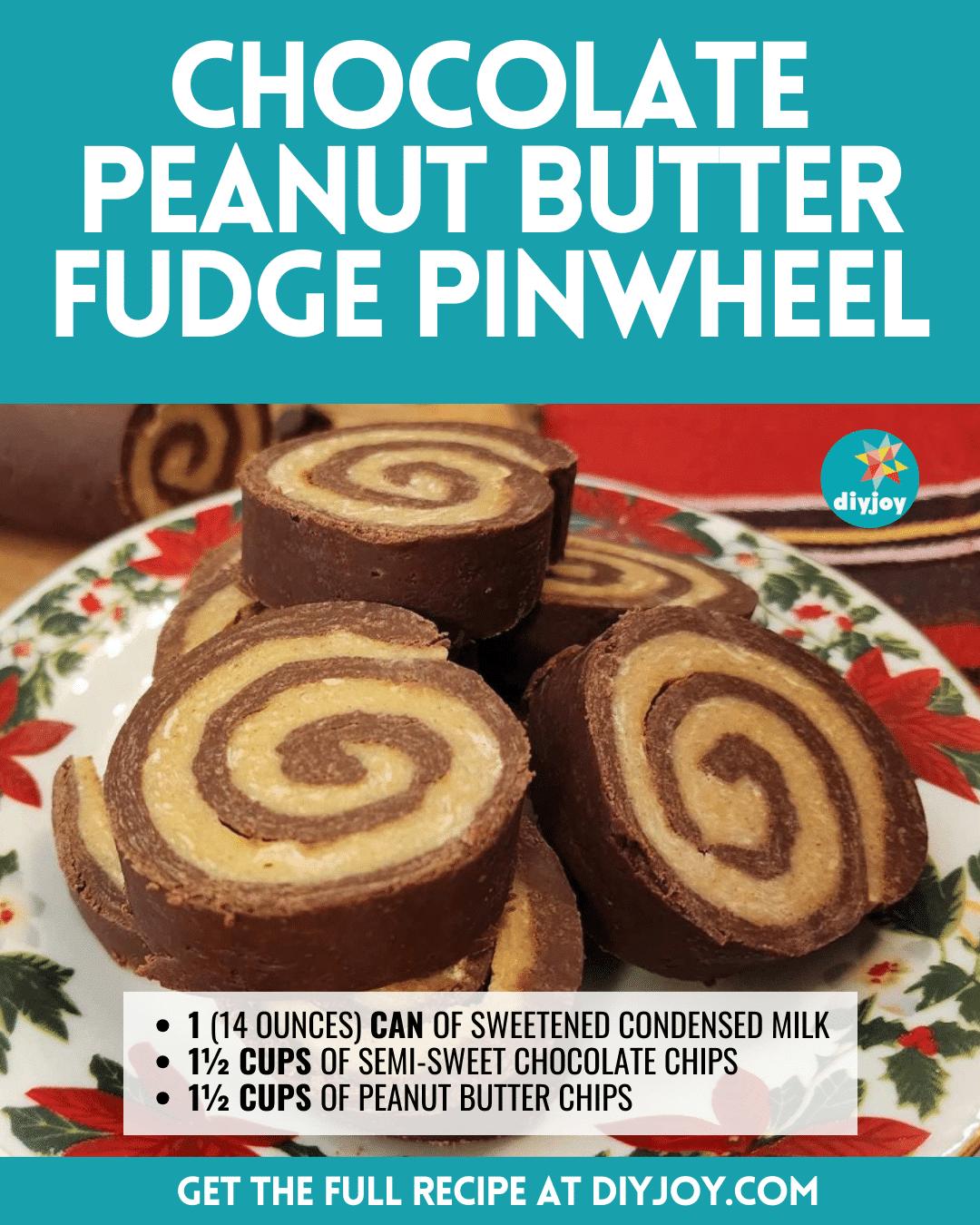 3-Ingredient Chocolate Peanut Butter Fudge Pinwheel