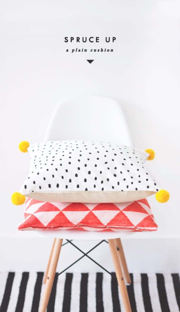 Simple Patterned Pillows, flexible enough to adjust as you go and a nice way to make a plain corner feel finished