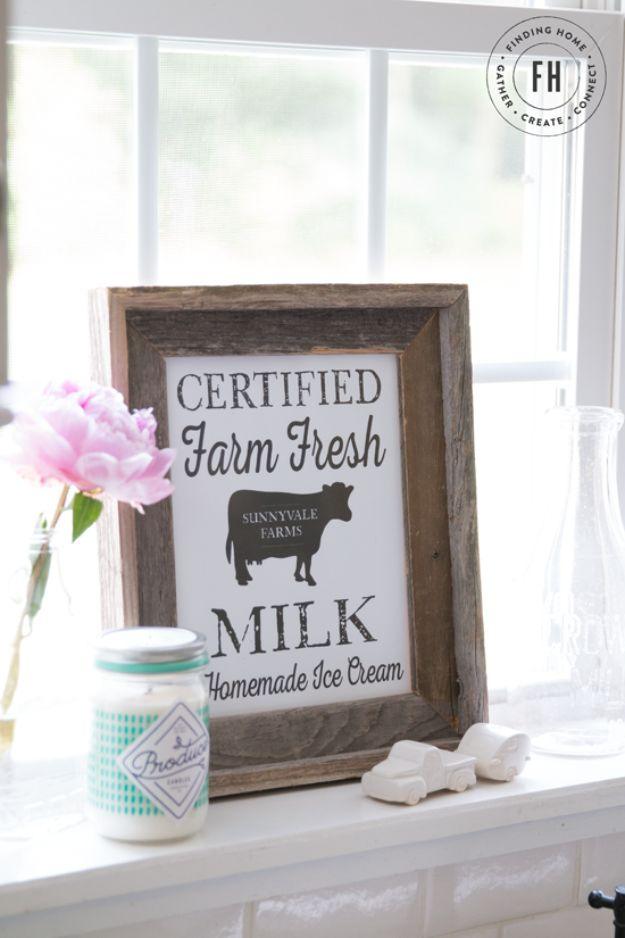 Farm Fresh Milk Vintage Printable, simple enough to finish in minutes and a charming handmade feel for zero cost