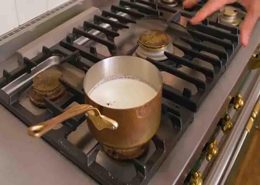 Making the cream mixture for the creme brulee recipe