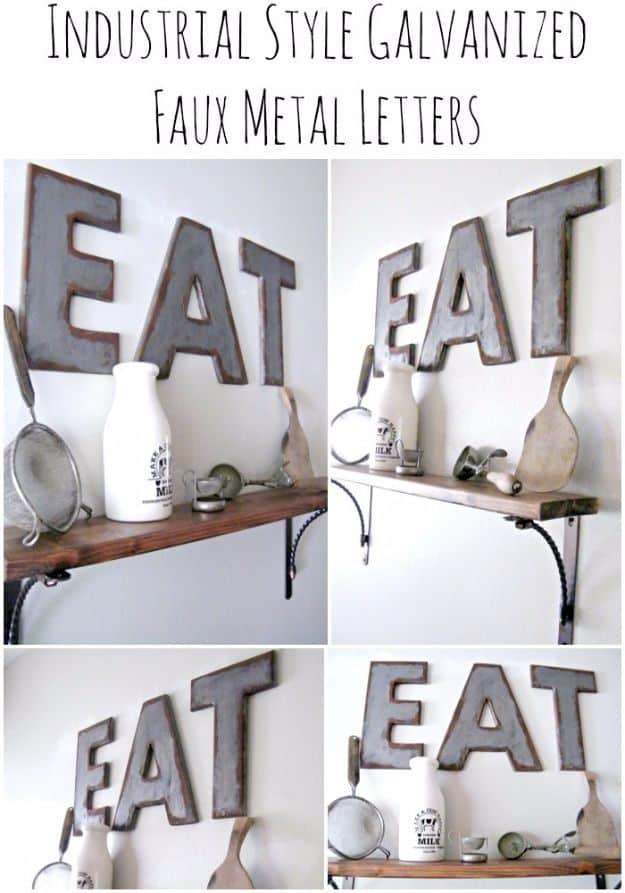 Industrial Style Galvanized & Rusted Letters, quick enough to pull off on a lazy weekend and a showpiece guests linger over