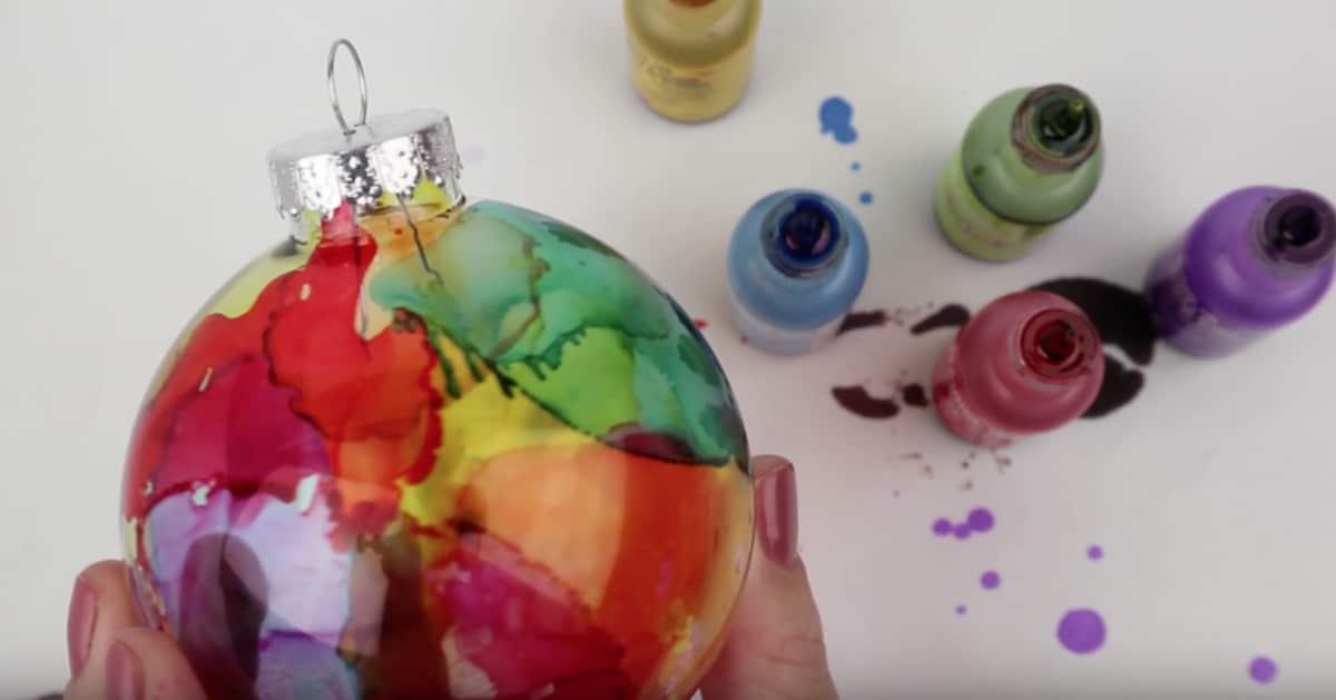 DIY Watercolor Effect On Glass Ornament