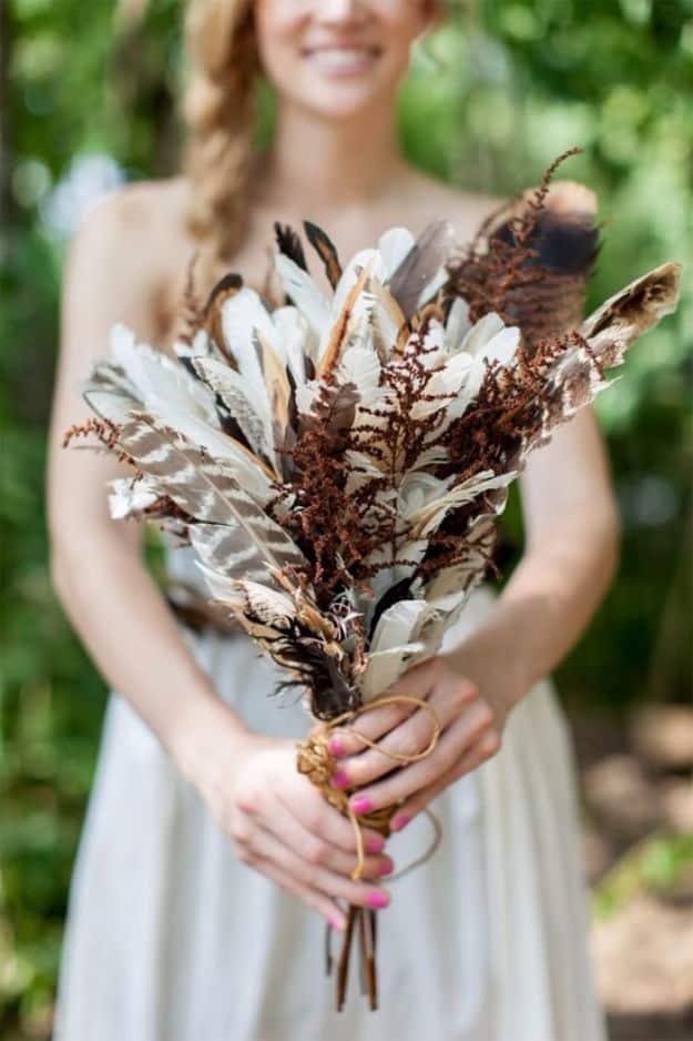 Feather Flower Bouquet, budget friendly using stuff already sitting in a bin and something worth showing off once it is done