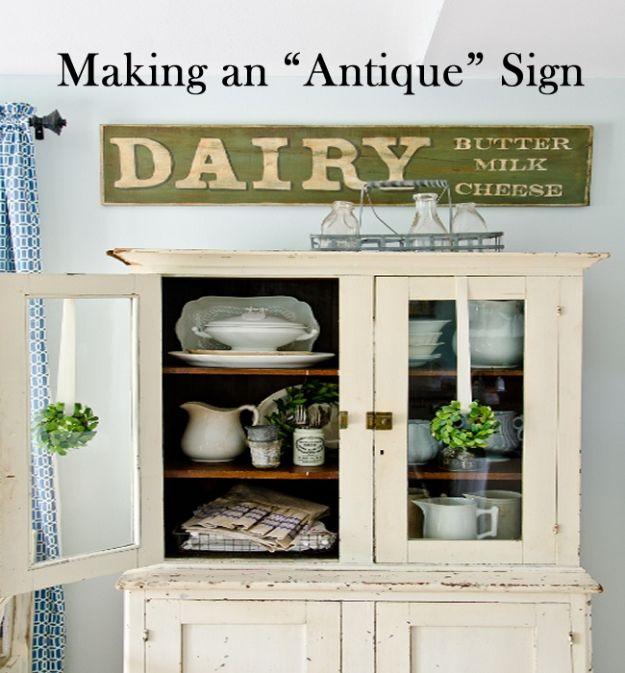 DIY Vintage Signs - Making An “Antique” Sign - Rustic, Vintage Sign Projects to Make At Home - Creative Home Decor on a Budget and Cheap Crafts for Living Room, Bedroom and Kitchen