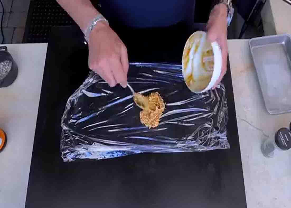Making the compound butter for the sheet pan steak