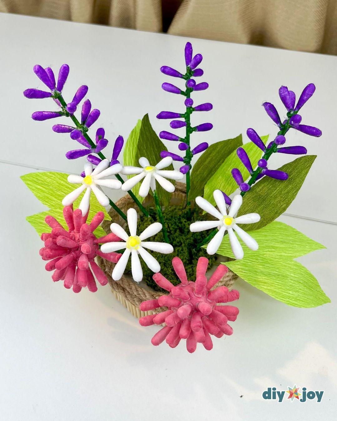 Q Tip Flower Bouquet — diy flowers tutorial