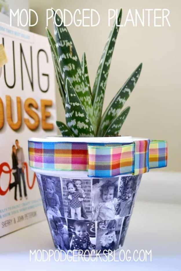 DIY Ideas for Clay Pots - Mod Podged Planter - Cute Gardening Projects Tutorials for Decorating Pots - Pretty Rustic and Farmhouse Planters for Cheap Home Decor