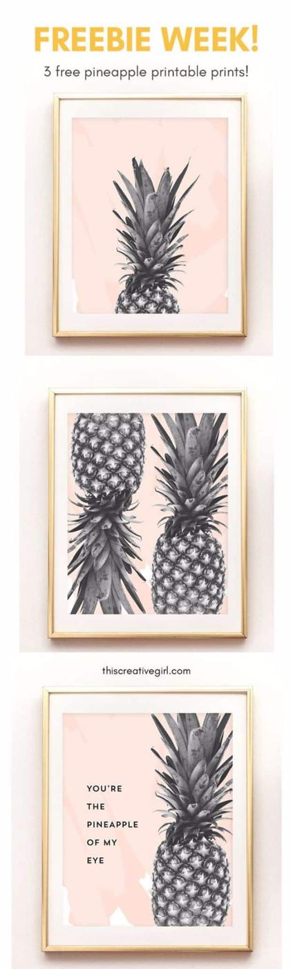 Free Pineapple Printable Art, fast enough to hang before company gets there and a focal point that costs less than a coffee