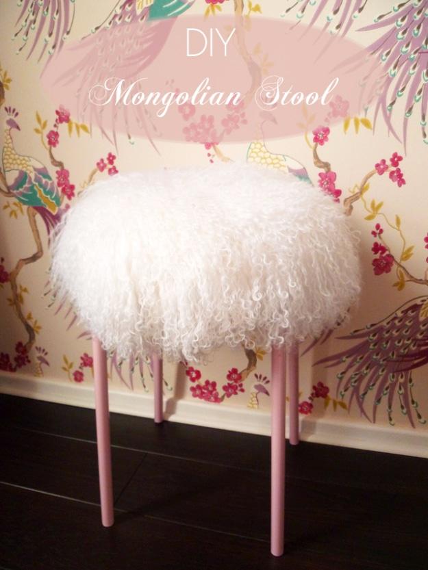 DIY Mongolian Lamb Stool, simple to scale to fit almost any space and better looking than a store bought version