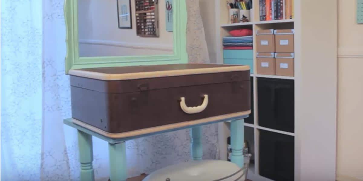 Watch How She Cleverly Makes This Amazing Vanity Out Of A Suitcase!