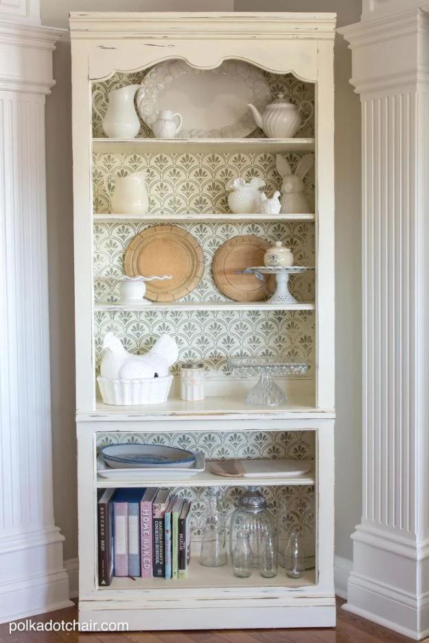 DIY Stenciled Bookcase, budget friendly with supplies on hand and a nice way to make a plain corner feel finished