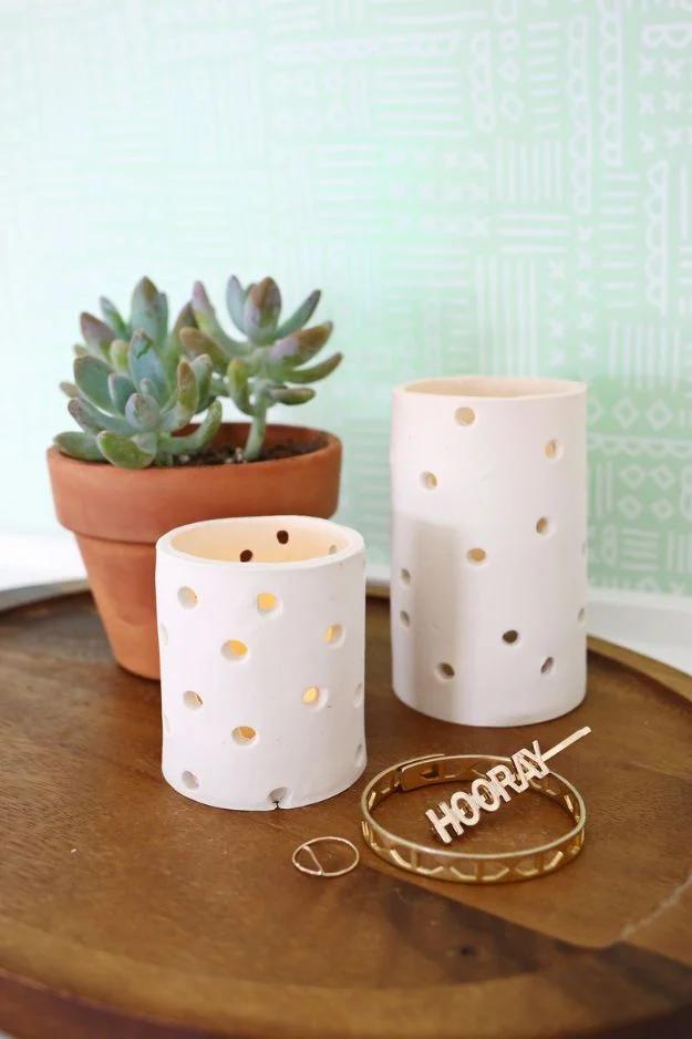 Easy Clay Votive, one worth bookmarking from this list and a project that comes together in an afternoon