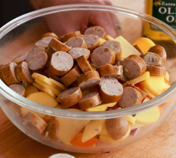Air Fryer Sausage and Vegetables Recipe Ingredients