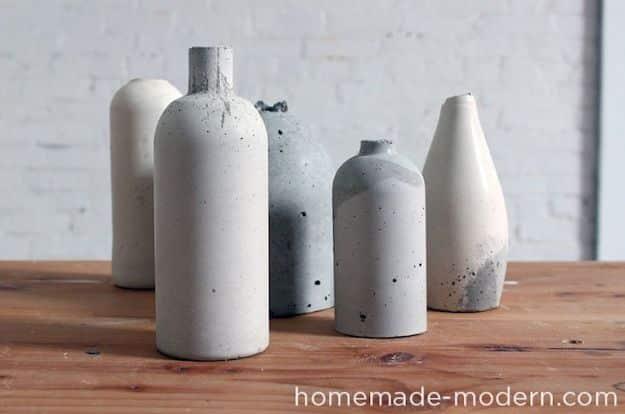 DIY Projects With Concrete - Concrete Vases - Easy Home Decor and Cheap Crafts Made With Cement - Ideas for DIY Christmas Gifts, Outdoor Decorations