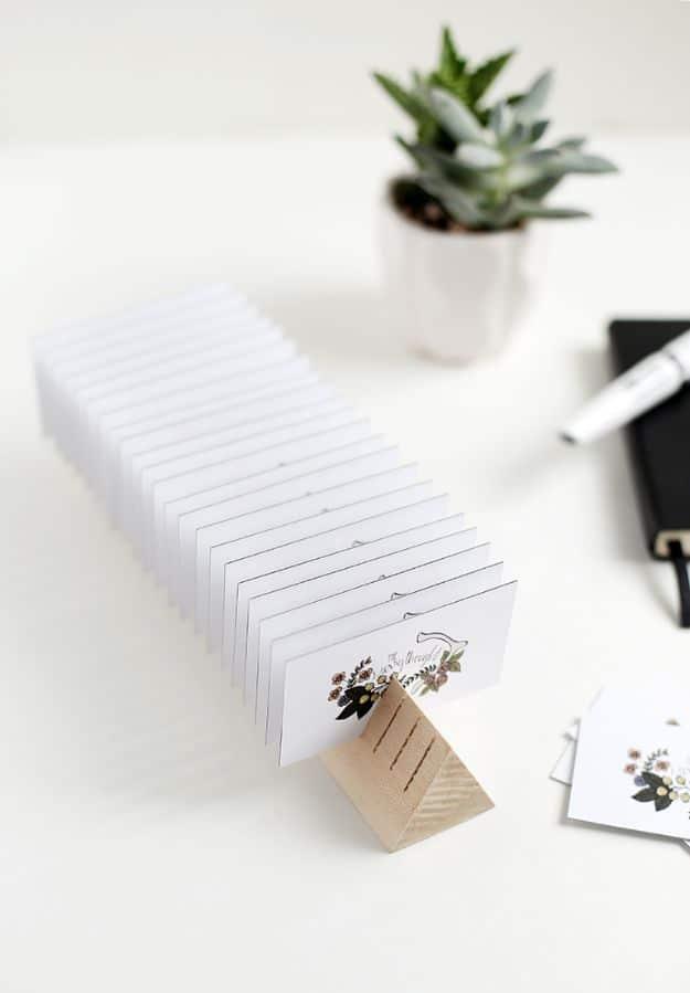 DIY Office Furniture - Wooden Business Card Holder - Do It Yourself Home Office Furniture Ideas - Desk Projects, Thrift Store Makeovers, Chairs, Office File Cabinets and Organizati