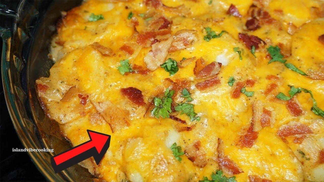 Cheesy Cheddar Bacon Scalloped Potatoes Recipe