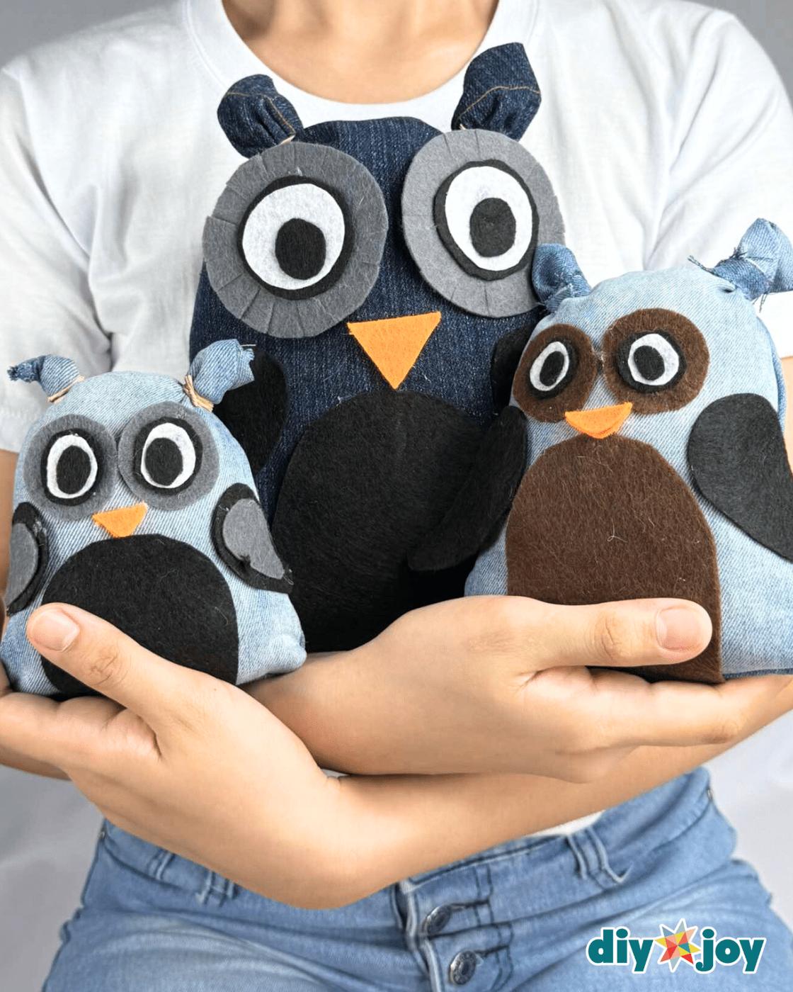 Easy No Sew Denim Owl — easy owl craft with denim