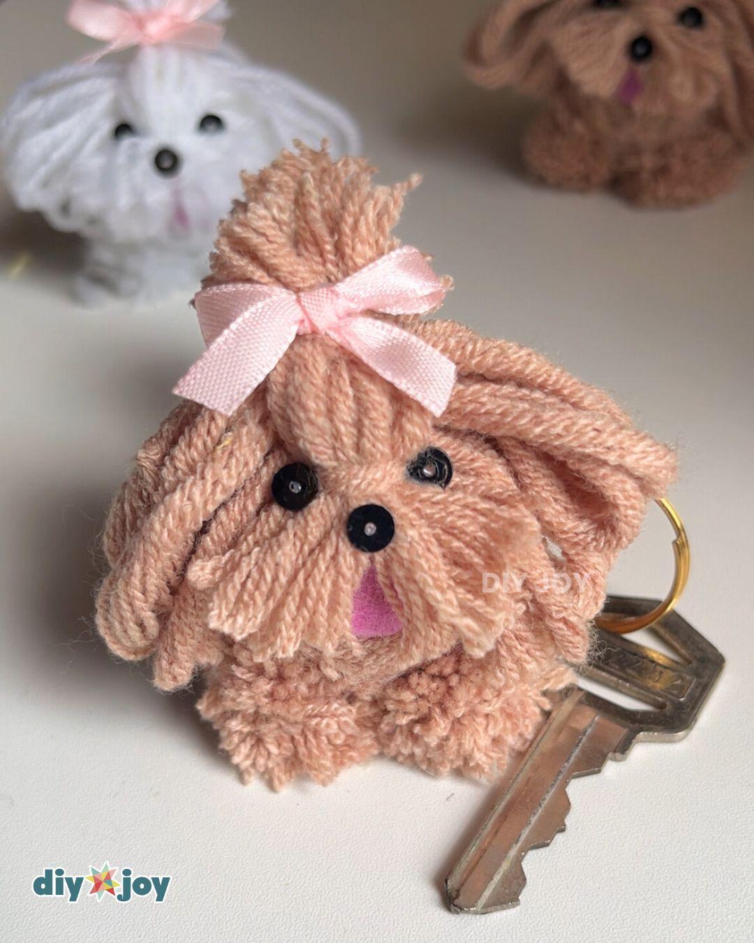 Yarn Dog Keychain — diy dog yarn keychain