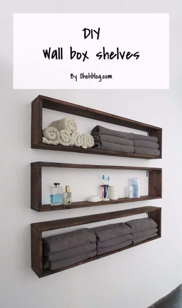 DIY Wall Box Shelves, a clever bathroom storage idea worth trying this weekend and a simple way to organize a small bathroom