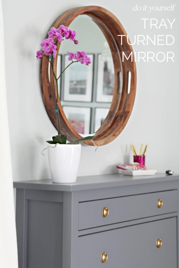 DIY Tray Turned Mirror, a statement design element, quick enough to finish before nap time and a keepsake worth handing down