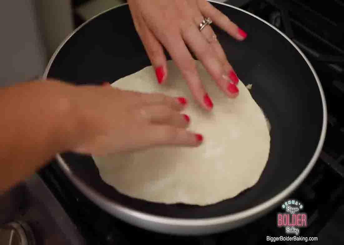 Frying the 3-ingredient flatbread
