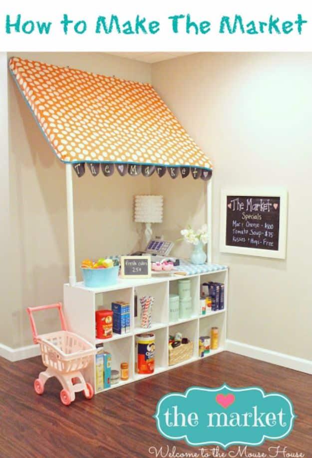 DIY Playroom Ideas and Furniture - DIY PVC Children's Grocery Store - Easy Play Room Storage, Furniture Ideas for Kids, Playtime Rugs and Activity Mats, Shelving, Toy Boxes and Wal