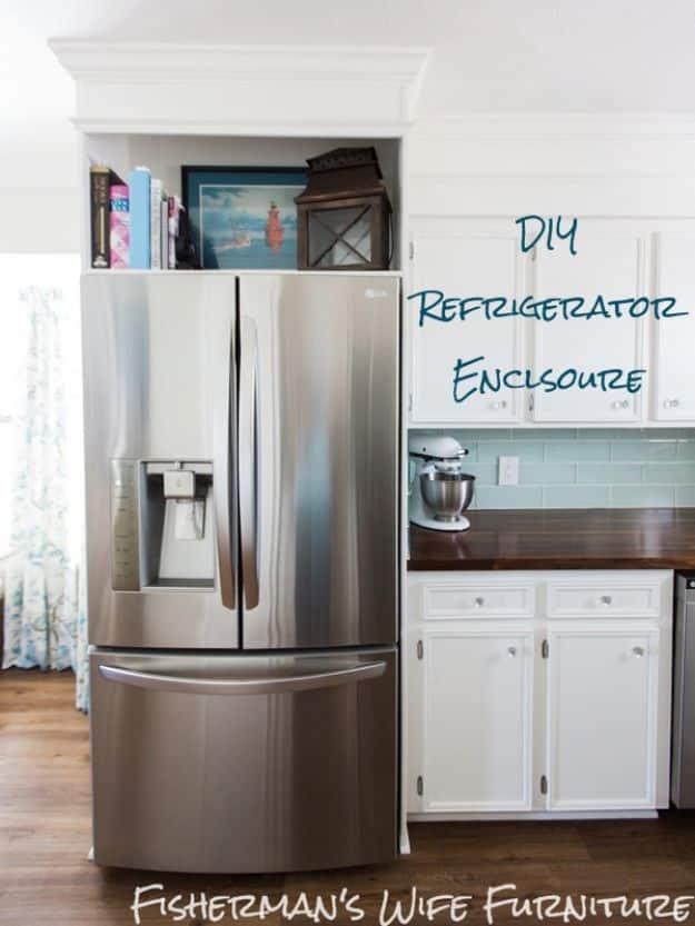 DIY Refrigerator Enclosure, a fresh update using paint and new hardware and a practical way to make old cabinets feel new