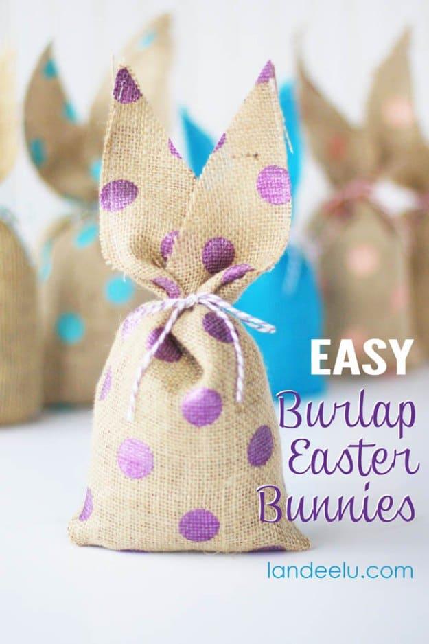 Easy Burlap Easter Bunnies, an affordable way to try something new and a project that looks pricier than it really is