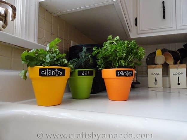 Faux Chalkboard Herb Pots, a mothers day gift idea, a genuinely useful gift for well under the usual price