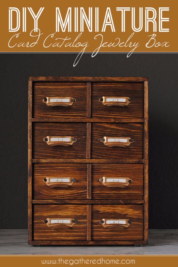 DIY Miniature Card Catalog Jewelry Box, easy to scale up for a full batch and a piece worth keeping out on display