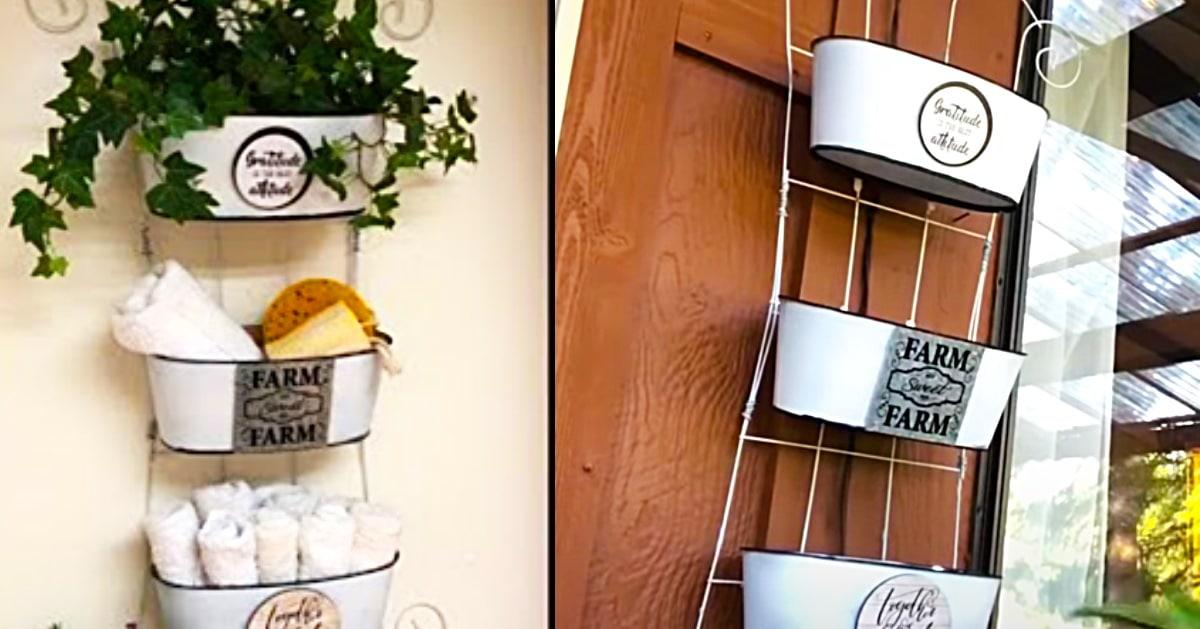 Dollar Tree DIY Farmhouse Hanging Organizer