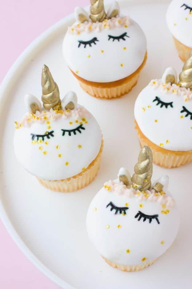Cool Cupcake Decorating Ideas - Fondant Unicorn Cupcakes - Easy Ways To Decorate Cute, Adorable Cupcakes - Quick Recipes and Simple Decorating Tips With Icing, Candy, Chocolate, Bu