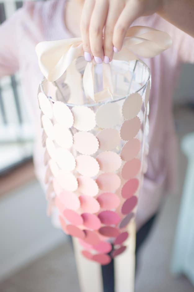 DIY Paint Swatch Chandelier, fast enough to finish before the next rainy day and charm that fits right into an existing room