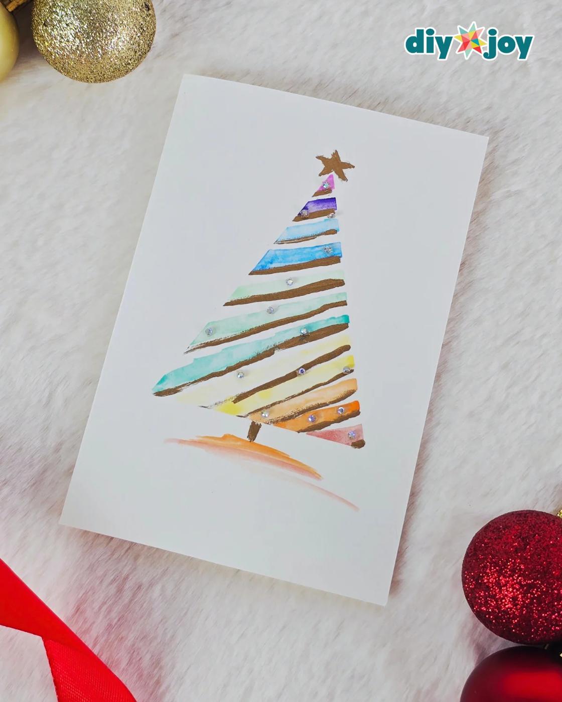 Easy Watercolor Christmas Gift Card — personalized watercolor christmas cards
