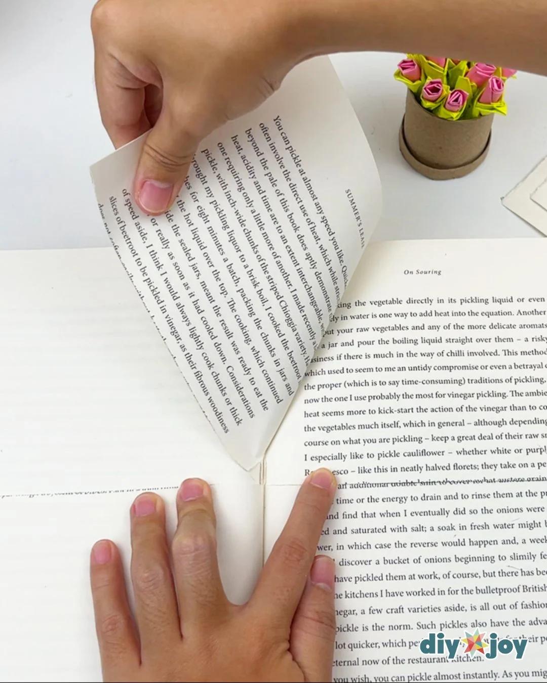 Easy Book Flower Vase — ripping the paper