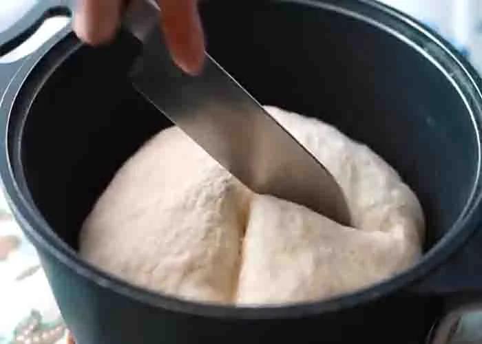 Letting the dough rise before baking