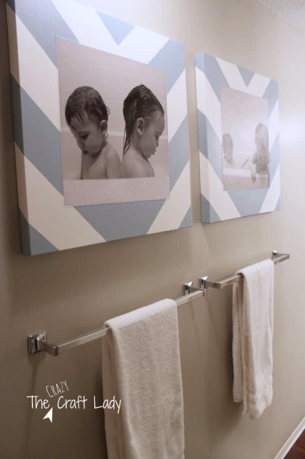 Tub Time Photos and DIY Canvas Prints, a favorite bathroom decor idea worth copying and a popular choice on this list